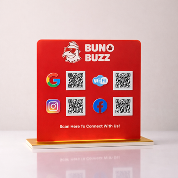 Acrylic Social Media & Wi-Fi QR Code Stand