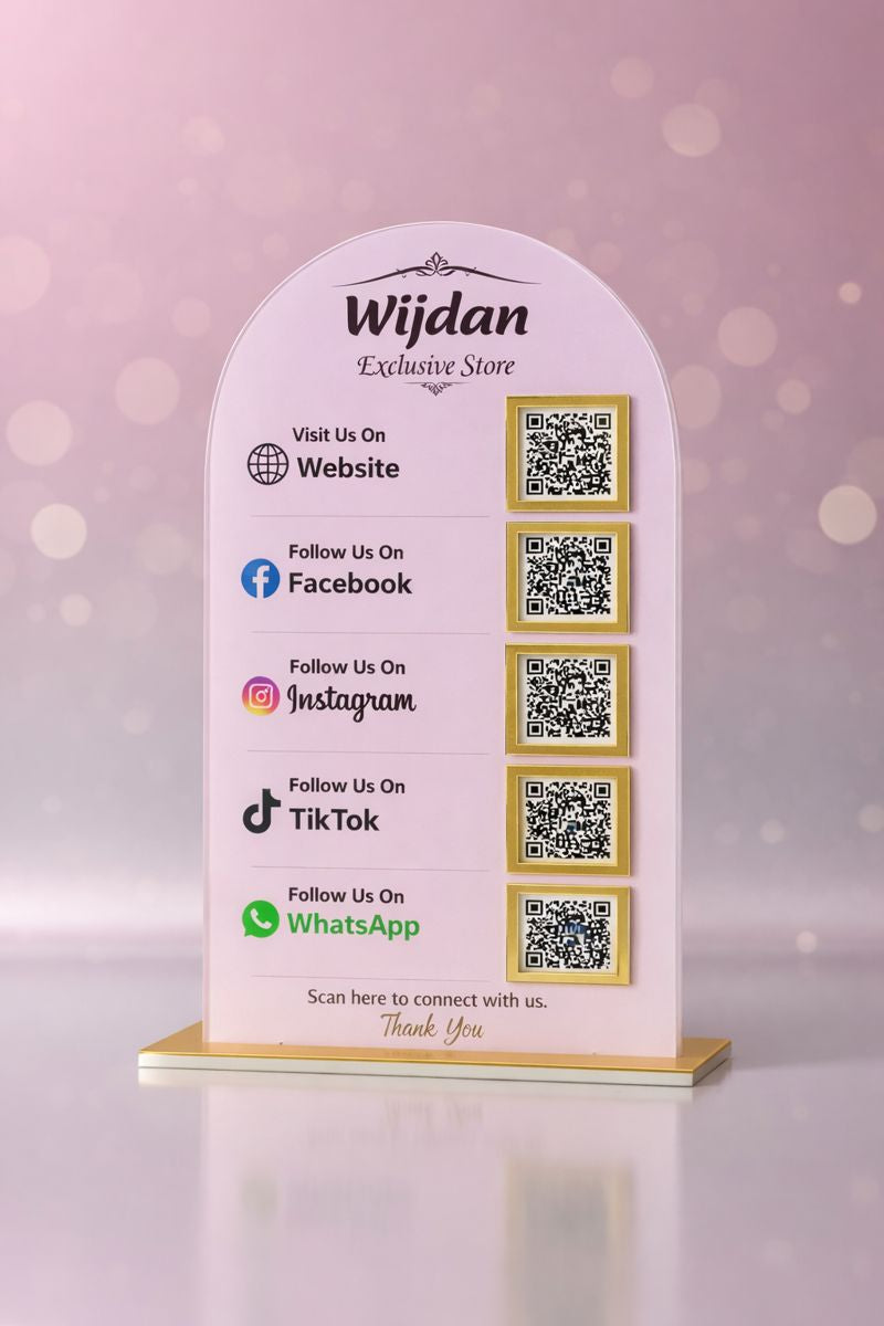 Premium 5-Slot Acrylic Social Media & Business Hub