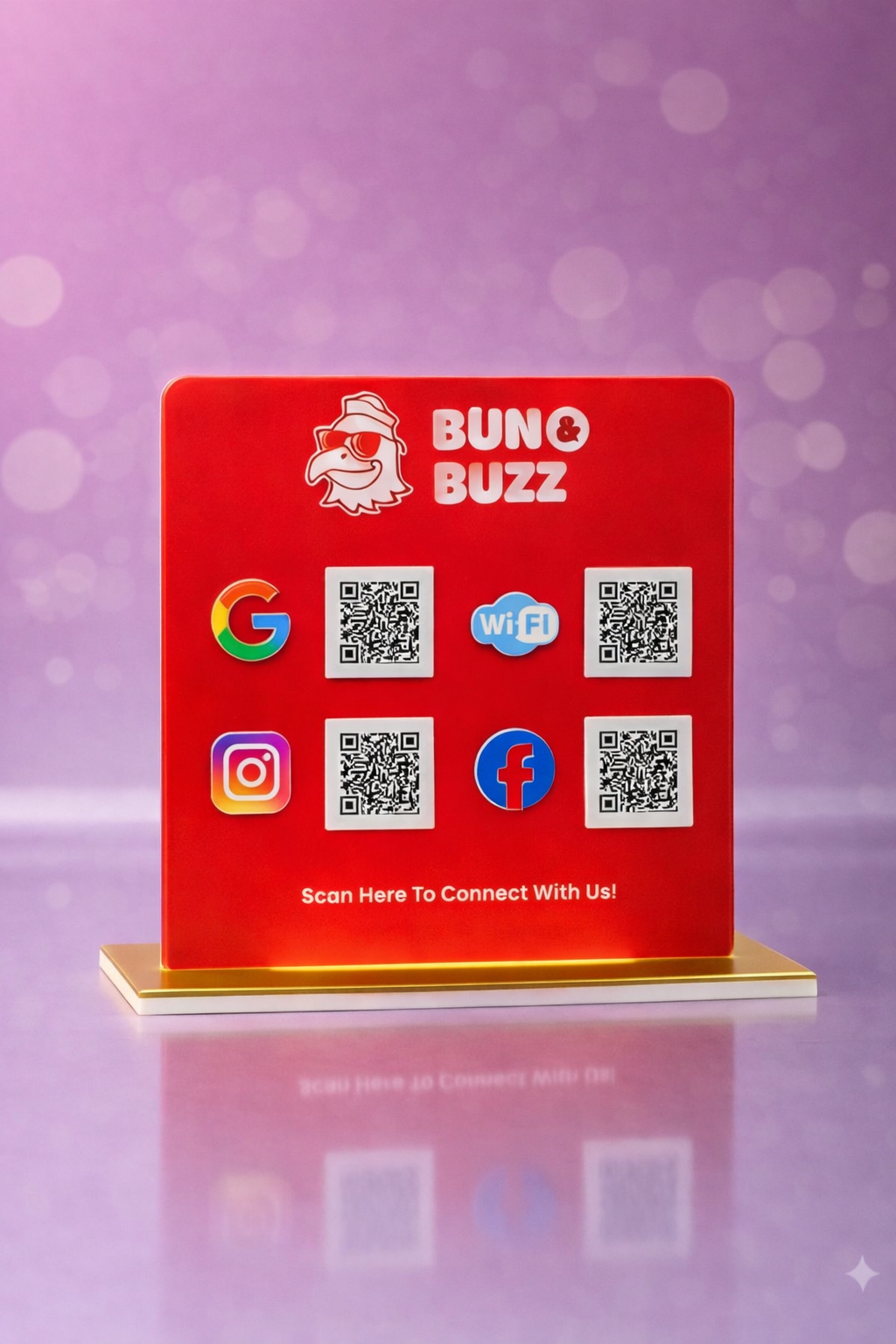 Acrylic Social Media & Wi-Fi QR Code Stand